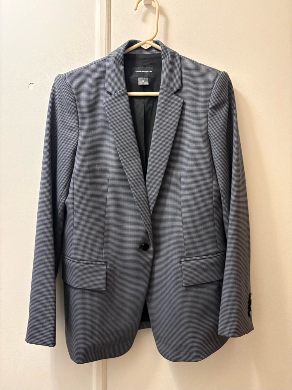 Club Monaco Women’s Blue-Gray Wool Blend Single-Button Blazer
